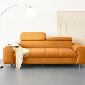 COTTA 3-Sitzer Chef, Big-Sofa mit Kopfteilverstellung, edle Metallkufen