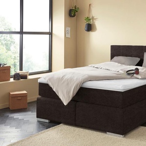 Boxspringbett COTTA Simba Komplettbetten Gr. Microfaser Polyester, Liegefläche B/L: 140 cm x 200 cm Betthöhe: 55 cm, Gewicht bis: 120 kg H3, 5-Zonen-Taschen-Federkernmatratze, braun Boxspringbett Boxspringbetten ohne Bettkasten Komplettbetten inklusive