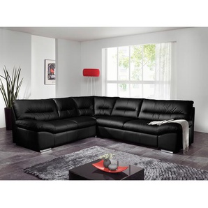 Cotta Ecksofa Doug 3-Sitzer Schwarz Echtleder 290x87x254 cm mit Schlaffunktion