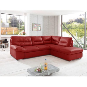 Cotta Ecksofa Doug Rot Echtleder 268x87x216 cm mit Schlaffunktion und Bettkasten