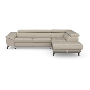 Ecksofa COTTA Famous Sofas Gr. B/T: 279 cm x 228 cm, Microfaser, Armlehne links-Ottomane rechts, ohne Bettfunktion-ohne Bettkasten, beige Ecksofas in modernem Design