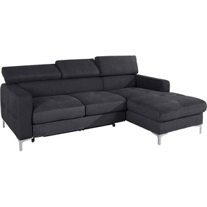 Ecksofa COTTA Sofas Gr. B/H/T: 226 cm x 74 cm x 169 cm, Chenille, Recamiere rechts, mit Kopfteilverstellung, schwarz Ecksofas Sofas inklusive Kopfteilverstellung, wahlweise mit Bettfunktion