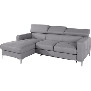 Ecksofa COTTA Sofas Gr. B/H/T: 226 cm x 74 cm x 169 cm, Struktur, Recamiere links, mit Kopfteilverstellung, grau Ecksofas Sofas inklusive Kopfteilverstellung, wahlweise mit Bettfunktion
