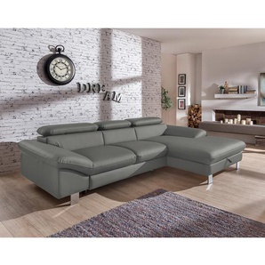 Cotta Ecksofa Waiho Dunkelgrau Kunstleder 268x73x169 cm (BxHxT) mit Schlaffunktion/Bettkasten Modern