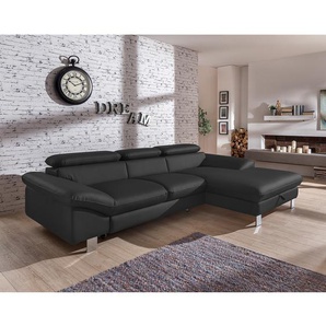 Cotta Ecksofa Waiho Schwarz Kunstleder 268x73x169 cm (BxHxT) mit Schlaffunktion/Bettkasten Modern