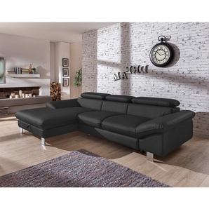 Cotta Ecksofa Waiho Schwarz Kunstleder 268x73x169 cm (BxHxT) mit Schlaffunktion/Bettkasten Modern