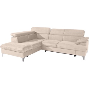COTTA Polstergarnitur Caluso L-Form, Set bestehend aus: Ecksofa mit Kopfteilverstellung & Hocker