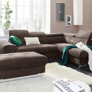 COTTA Polstergarnitur Chef L-Form, (Set, 2-tlg), Set bestehend aus: Ecksofa mit Kopfteilverstellung & Hocker