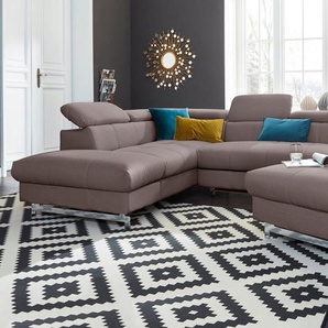 COTTA Polstergarnitur Chef L-Form, (Set, 2-tlg), Set bestehend aus: Ecksofa mit Kopfteilverstellung & Hocker