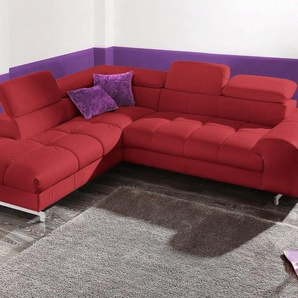 COTTA Polstergarnitur Chef L-Form, (Set), Set bestehend aus: Ecksofa mit Kopfteilverstellung & Hocker