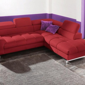 COTTA Polstergarnitur Chef L-Form, (Set), Set bestehend aus: Ecksofa mit Kopfteilverstellung & Hocker