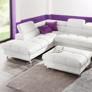COTTA Polstergarnitur Chef L-Form, (Set), Set bestehend aus: Ecksofa mit Kopfteilverstellung & Hocker