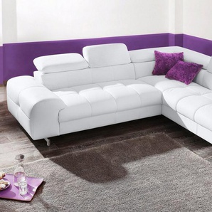 COTTA Polstergarnitur Chef L-Form, (Set), Set bestehend aus: Ecksofa mit Kopfteilverstellung & Hocker