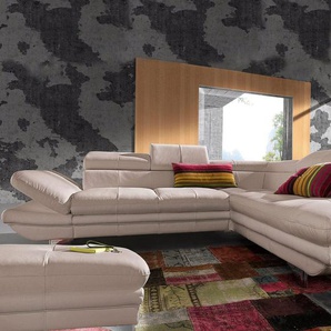 COTTA Polstergarnitur Enterprise, (Set), Set: Ecksofa, Hocker, Kopfteilverstellung, wahlweise mit Bettfunktion