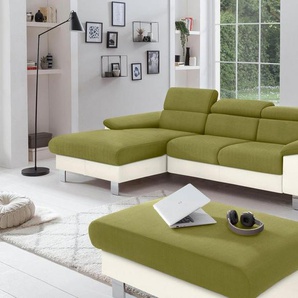 COTTA Polstergarnitur Komaris L-Form, (Set), Set bestehend aus: Ecksofa mit Kopfteilverstellung & Hocker