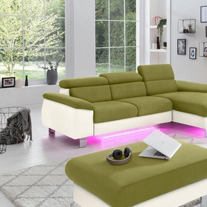 COTTA Polstergarnitur Komaris L-Form, (Set), Set bestehend aus: Ecksofa mit Kopfteilverstellung & Hocker