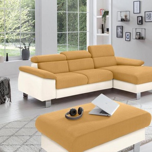 COTTA Polstergarnitur Komaris, (Set), bestehend aus Ecksofa und Hocker, mit Kopfteilverstellung