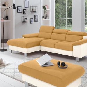COTTA Polstergarnitur Komaris, (Set), bestehend aus Ecksofa und Hocker, mit Kopfteilverstellung