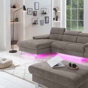 COTTA Polstergarnitur Komaris L-Form, (Set), Set bestehend aus: Ecksofa mit Kopfteilverstellung & Hocker