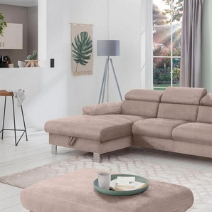 COTTA Polstergarnitur Komaris, (Set), bestehend aus Ecksofa und Hocker, mit Kopfteilverstellung