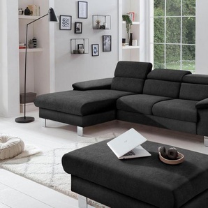 COTTA Polstergarnitur Komaris, (Set), bestehend aus Ecksofa und Hocker, mit Kopfteilverstellung