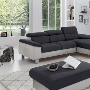 COTTA Polstergarnitur Komaris L-Form, (Set), Set bestehend aus: Ecksofa mit Kopfteilverstellung & Hocker