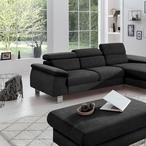 COTTA Polstergarnitur Komaris, (Set), bestehend aus Ecksofa und Hocker, mit Kopfteilverstellung