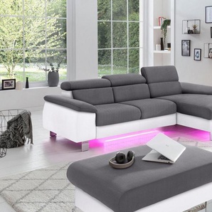 COTTA Polstergarnitur Komaris L-Form, (Set), Set bestehend aus: Ecksofa mit Kopfteilverstellung & Hocker
