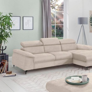 COTTA Polstergarnitur Komaris L-Form, (Set), Set bestehend aus: Ecksofa mit Kopfteilverstellung & Hocker