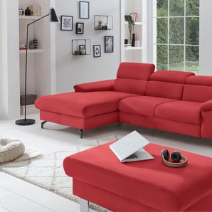 COTTA Polstergarnitur Komaris L-Form, (Set), Set bestehend aus: Ecksofa mit Kopfteilverstellung & Hocker