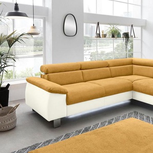 COTTA Polstergarnitur Komaris L-Form, (Set), Set bestehend aus: Ecksofa mit Kopfteilverstellung & Hocker