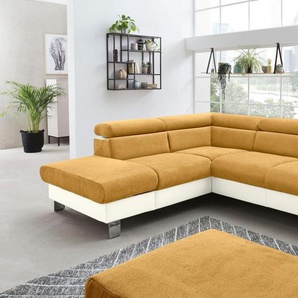 COTTA Polstergarnitur Komaris L-Form, (Set), Set bestehend aus: Ecksofa mit Kopfteilverstellung & Hocker