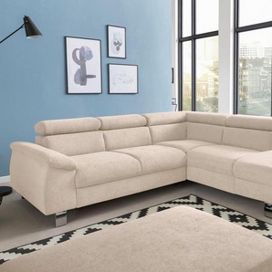 COTTA Polstergarnitur Komaris, (Set), Set: bestehend aus Ecksofa und Hocker, Kopfteilverstellung