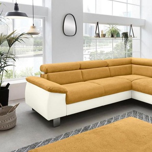 COTTA Polstergarnitur Komaris L-Form, (Set), Set bestehend aus: Ecksofa mit Kopfteilverstellung & Hocker