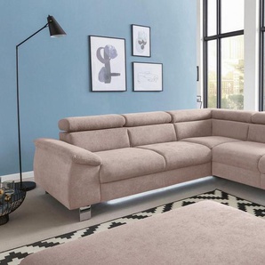 COTTA Polstergarnitur Komaris, (Set), Set: bestehend aus Ecksofa und Hocker, Kopfteilverstellung