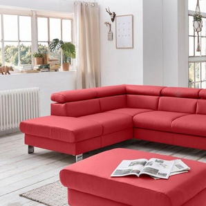 COTTA Polstergarnitur Komaris, (Set), Set: bestehend aus Ecksofa und Hocker, Kopfteilverstellung