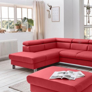 COTTA Polstergarnitur Komaris L-Form, (Set), Set bestehend aus: Ecksofa mit Kopfteilverstellung & Hocker