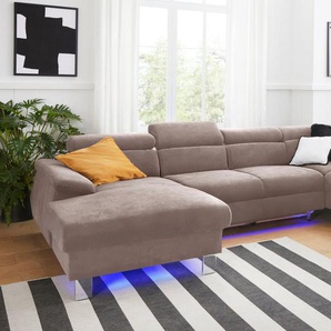 COTTA Polstergarnitur Komaris, (Set), Set: bestehend aus Wohnlandschaft und Hocker, Kopfteilverstellung