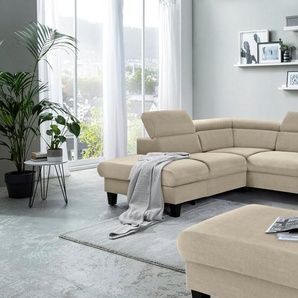 COTTA Polstergarnitur Morven L-Form, (Set), Set bestehend aus: Ecksofa mit Kopfteilverstellung & Hocker