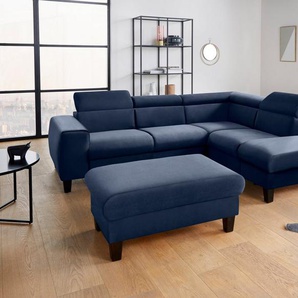COTTA Polstergarnitur Morven, (Set), Set: bestehend aus Ecksofa und Hocker, Kopfteilverstellung