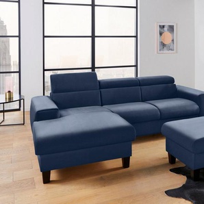 COTTA Polstergarnitur Morven, (Set), Set: bestehend aus Ecksofa und Hocker, Kopfteilverstellung