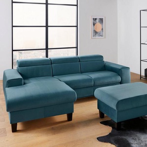 COTTA Polstergarnitur Morven, (Set), Set: bestehend aus Ecksofa und Hocker, Kopfteilverstellung