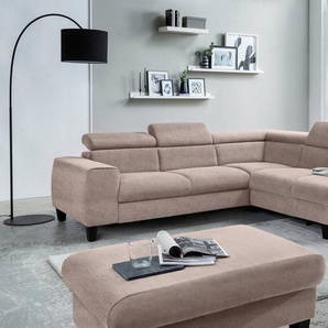 COTTA Polstergarnitur Morven, (Set), Set: bestehend aus Ecksofa und Hocker, Kopfteilverstellung