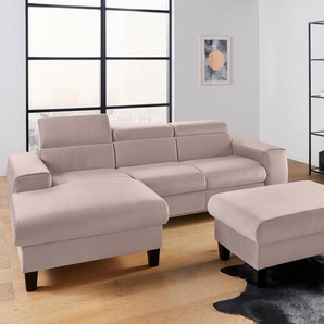 COTTA Polstergarnitur Morven L-Form, (Set), Set bestehend aus: Ecksofa mit Kopfteilverstellung & Hocker