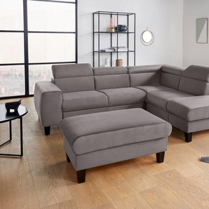 COTTA Polstergarnitur Morven, (Set), Set: bestehend aus Ecksofa und Hocker, Kopfteilverstellung