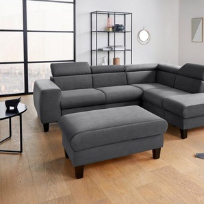COTTA Polstergarnitur Morven, (Set), Set: bestehend aus Ecksofa und Hocker, Kopfteilverstellung