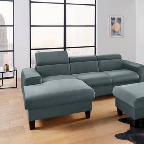 COTTA Polstergarnitur Morven, (Set), Set: bestehend aus Ecksofa und Hocker, Kopfteilverstellung