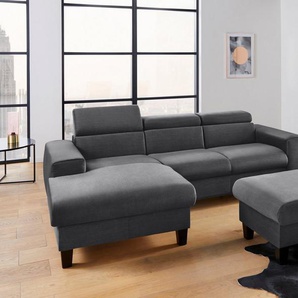 COTTA Polstergarnitur Morven, (Set), Set: bestehend aus Ecksofa und Hocker, Kopfteilverstellung