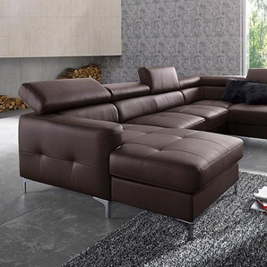 COTTA Polstergarnitur Sammy U-Form, (Set, Tiefe der Recamiere 169 cm), Set bestehend aus: Wohnlandschaft mit Kopfteilverstellung & Hocker