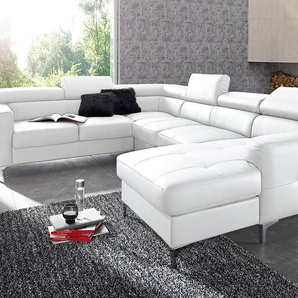 COTTA Polstergarnitur Sammy U-Form, (Set, Tiefe der Recamiere 169 cm), Set bestehend aus: Wohnlandschaft mit Kopfteilverstellung & Hocker